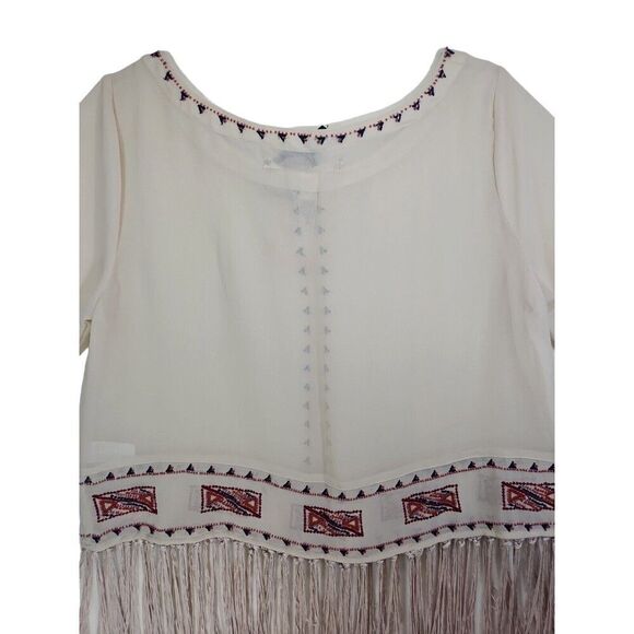 Chelsea & Violet Anthropologie Beaded Bohemian Fringe Blouse Size S - Picture 7 of 11